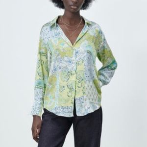 Silk collared button down blouse